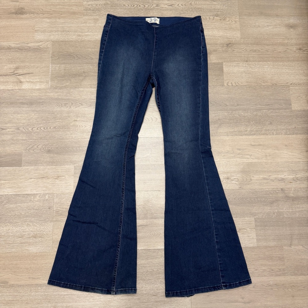 Free People We The Free Flare Jeans 29 Long Dark Wash Bell Bottom Stretch Boho